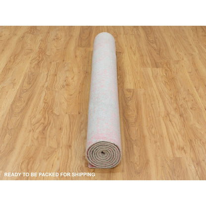 6'X9' Pink Hand Loomed Jacquard Wool And Art Silk All Over Design Rug