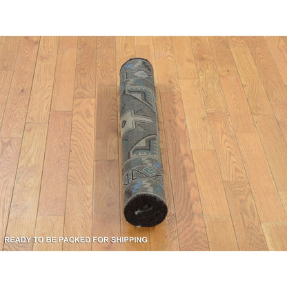 3'X5'2" Brown Washed Out Afghan Balooch Pure Wool Hand Knotted Rug