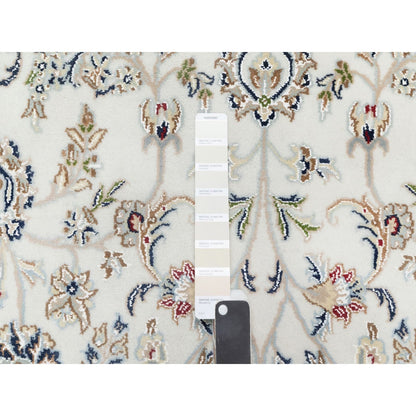 5'10"X9'1" Natural White Hand Knotted Nain 250 Kpsi Wool And Silk Rug
