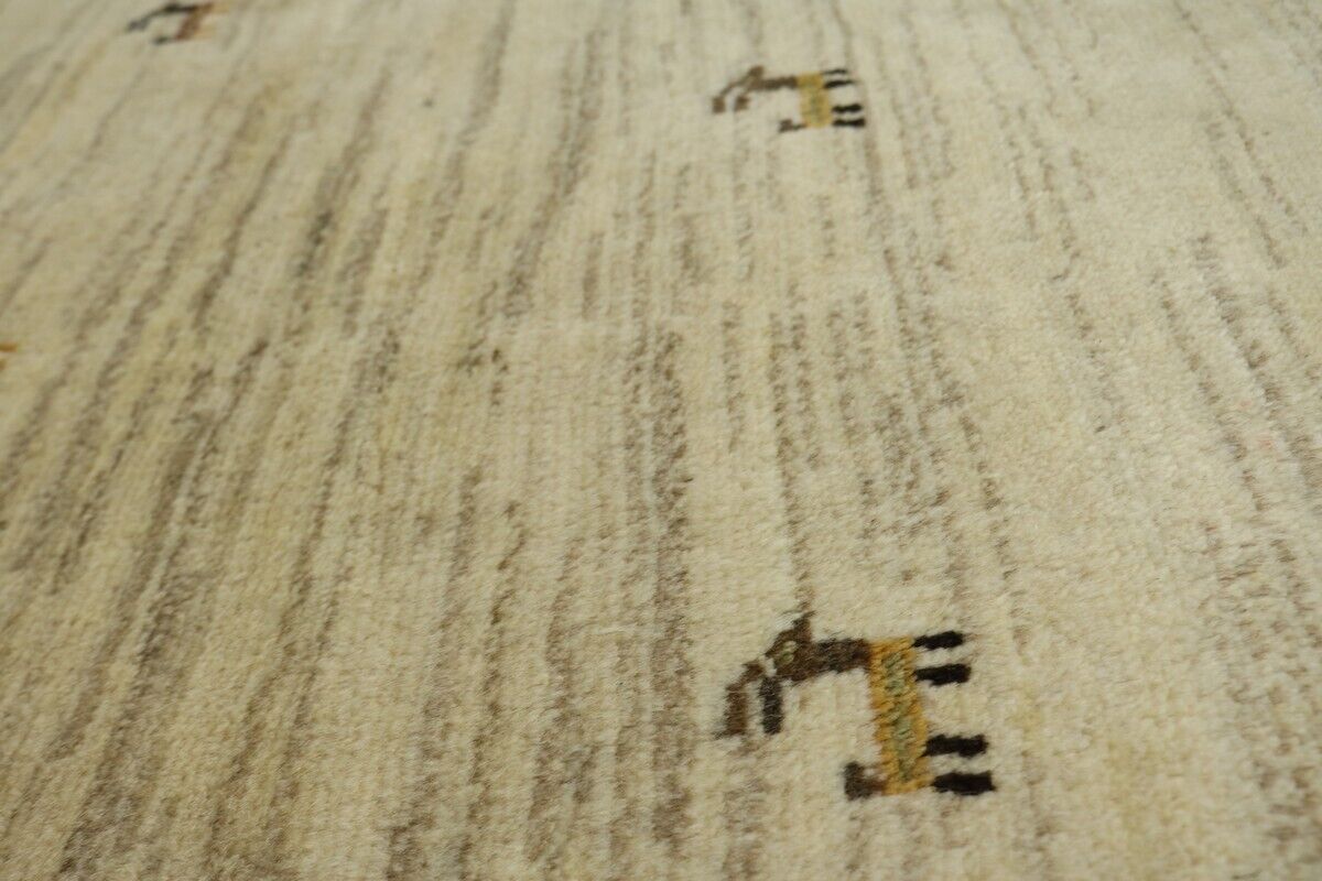 Modern Gabbeh Wool Area Rug Thick Pile Tribal
