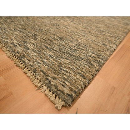 7'6"X10' Brown Modern Grass Design Undyed Natural Wool Hand Knotted Rug