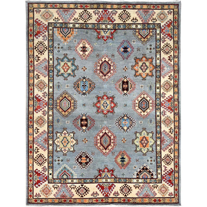 5'7"X7'5" Poolhouse Gray Special Kazak Hand Knotted 100% Wool Rug