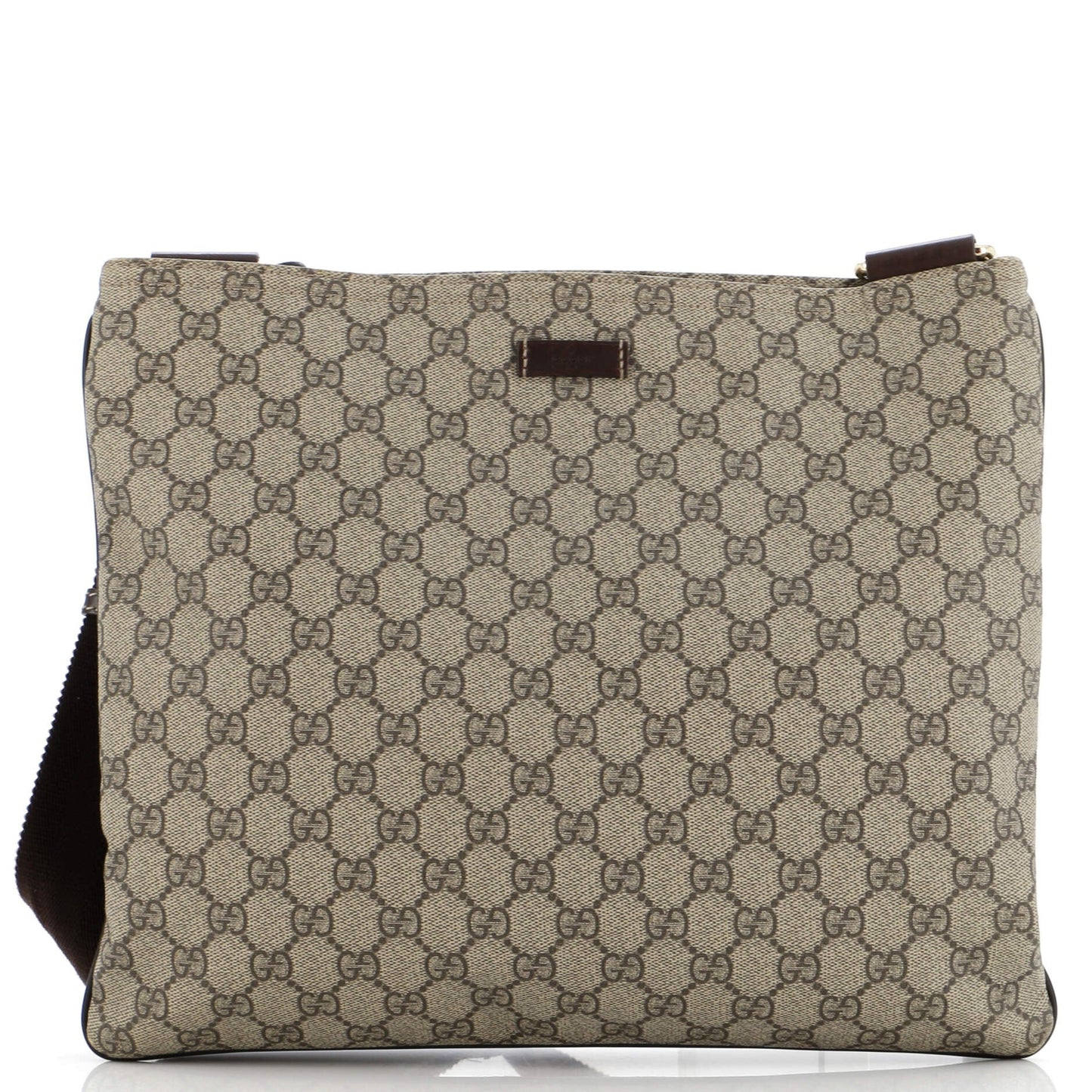 Gucci Zip Top Messenger Bag Gg Coated Canvas Large