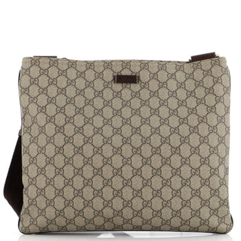 Gucci Zip Top Messenger Bag Gg Coated Canvas Large