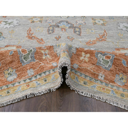11'10"X14'9" Tan Color Oushak Design Wool Hand Knotted Oversized Rug
