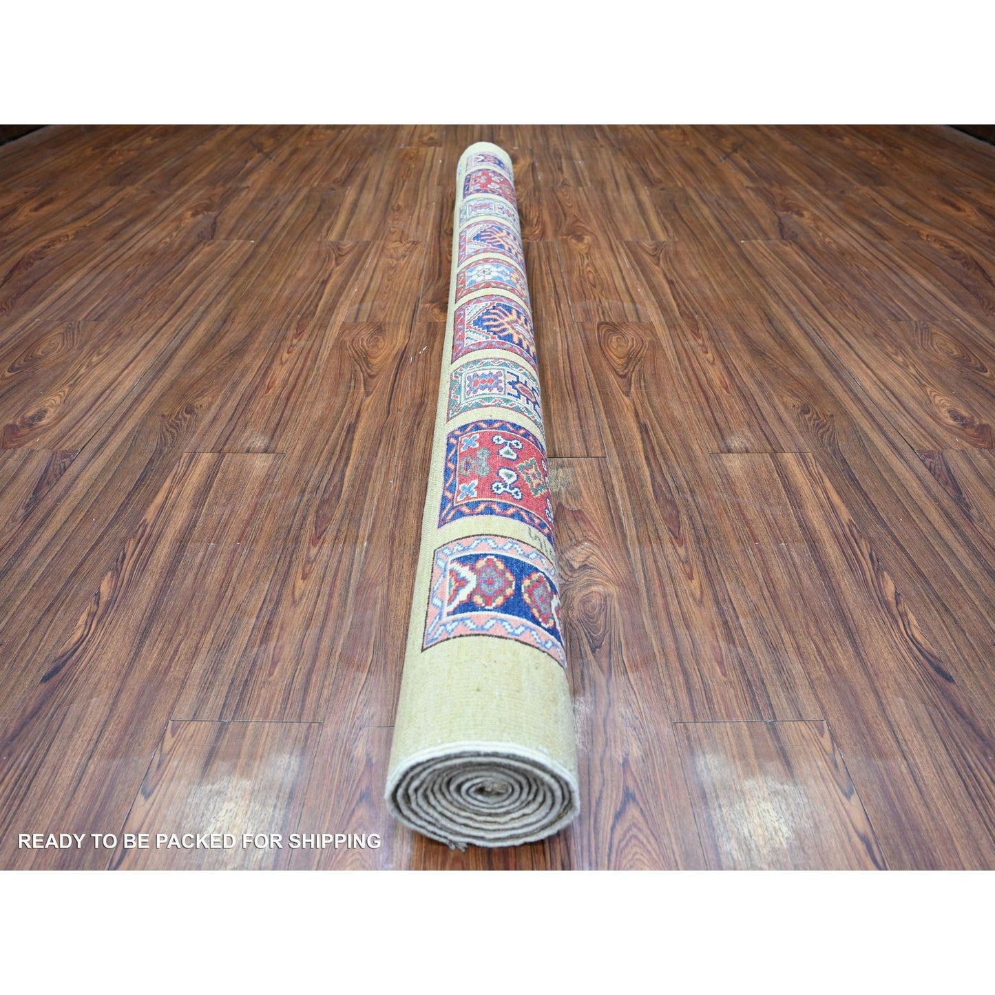 6'X8'6" Camel Brown Wool Afghan Super Kazak Hand Knotted Oriental Rug