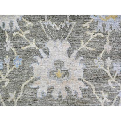 11'9"X17'6" Gray Afghan Angora Oushak Wool Hand Knotted Oriental Rug