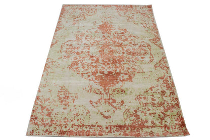 Modern Distressed Oriental Rug Floral Medallion