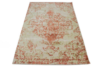 Modern Distressed Oriental Rug Floral Medallion