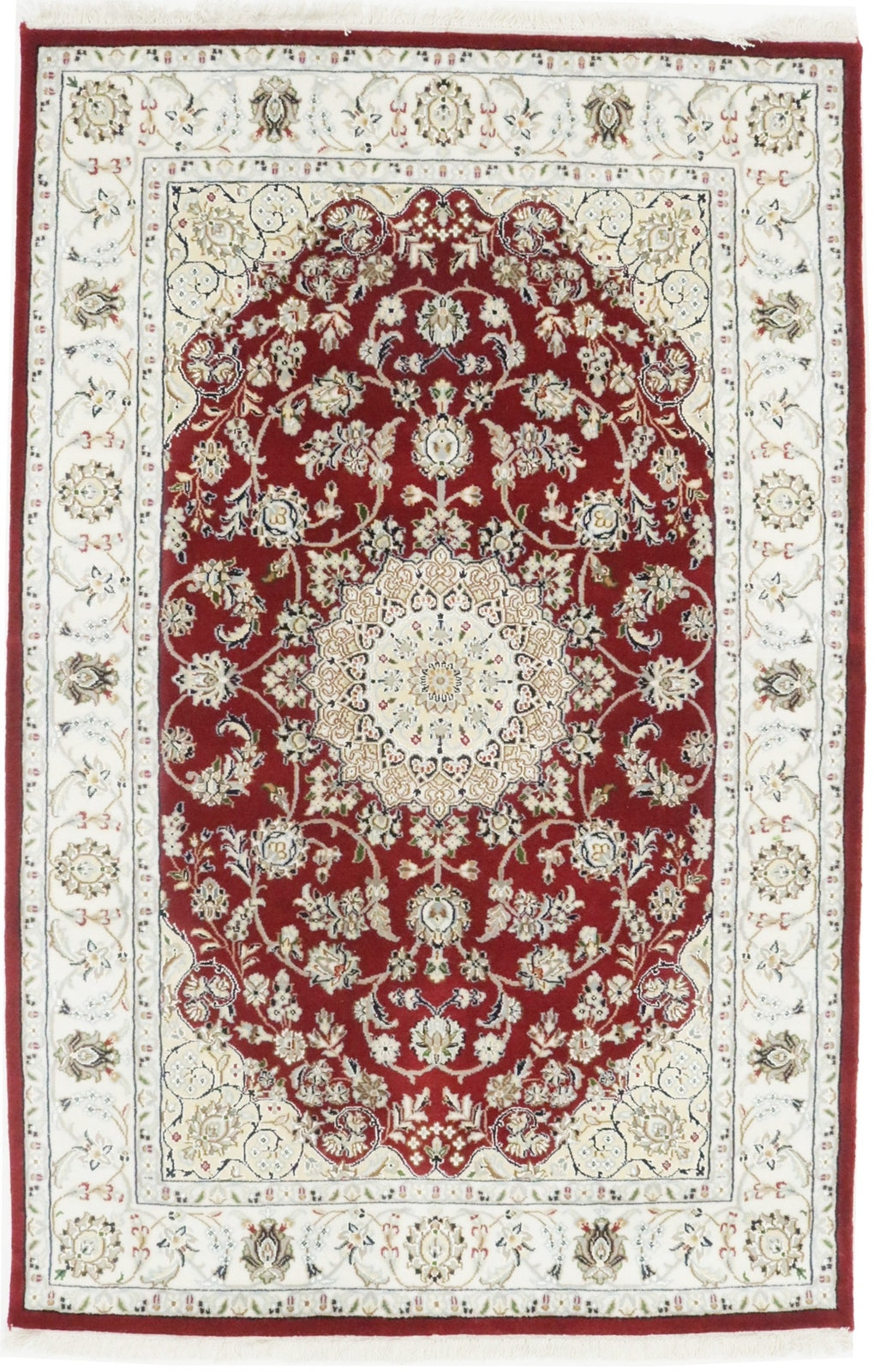 4X6 Ft Handmade Indo-Nain Oriental Rug Classic