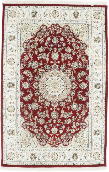 4X6 Ft Handmade Indo-Nain Oriental Rug Classic