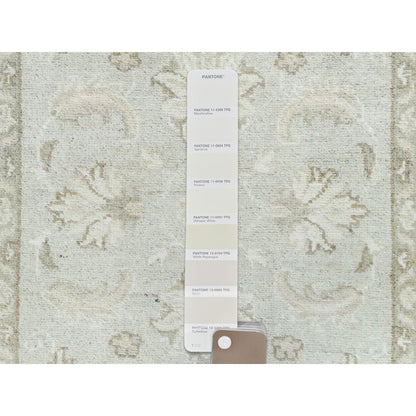2'8"X9'9" Ivory Afghan Stone Washed Peshawar Wool Hand Knotted Runner Rug