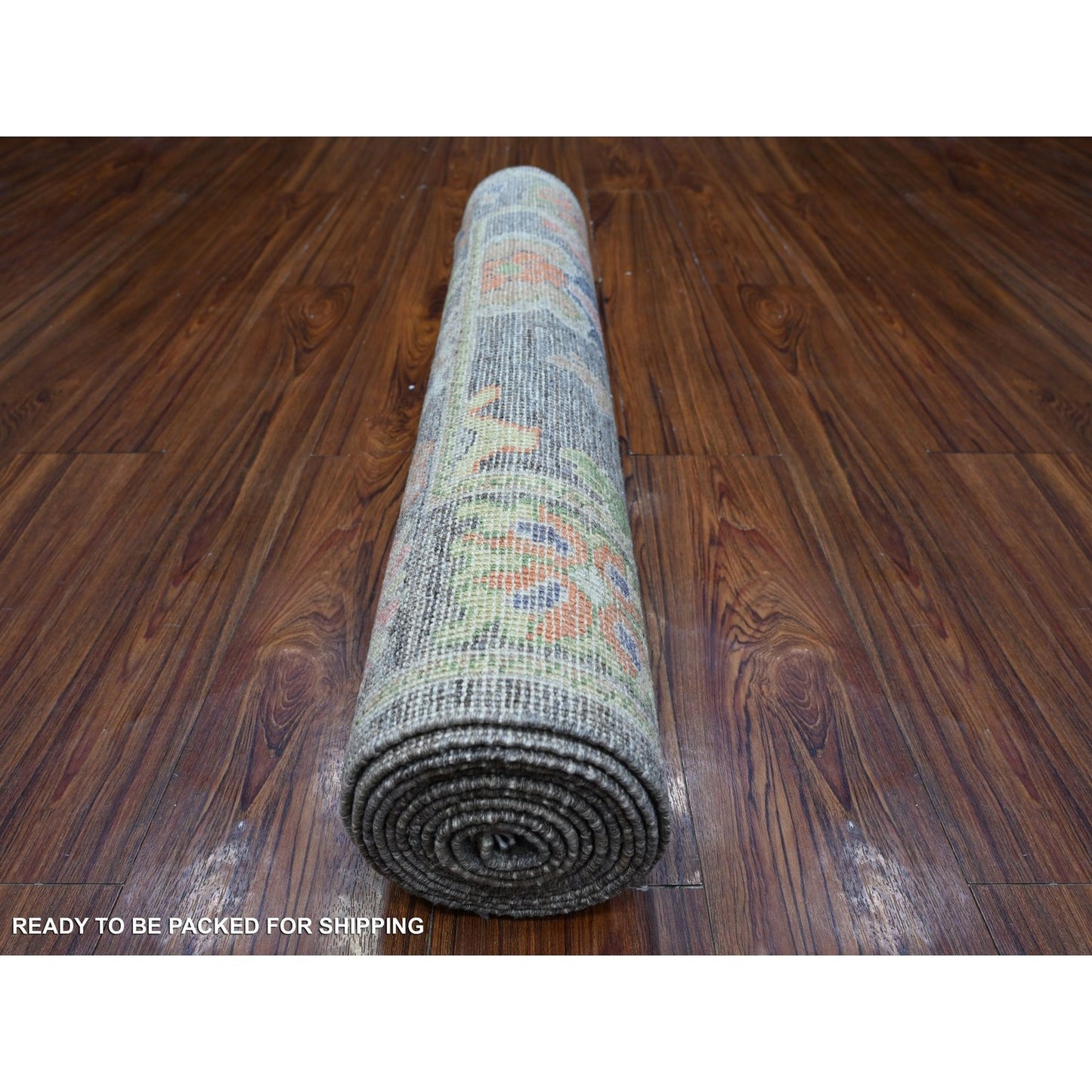 2'10"X10'7" Vampire Gray Afghan Angora Oushak Runner Oriental Rug