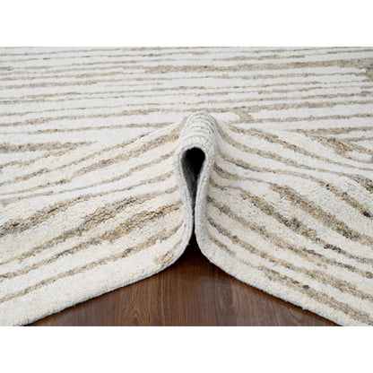 12'X14'10" Camel Brown Minimalist Hand Knotted Wool Oversize Oriental Rug