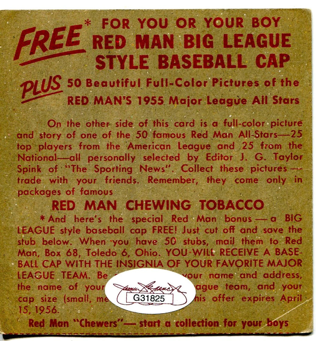 Ted Kluszewski Red Man Autographed Card (Jsa)