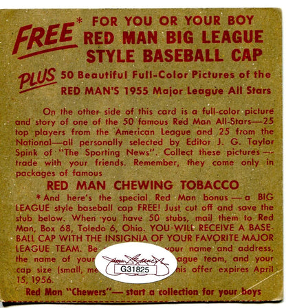 Ted Kluszewski Red Man Autographed Card (Jsa)