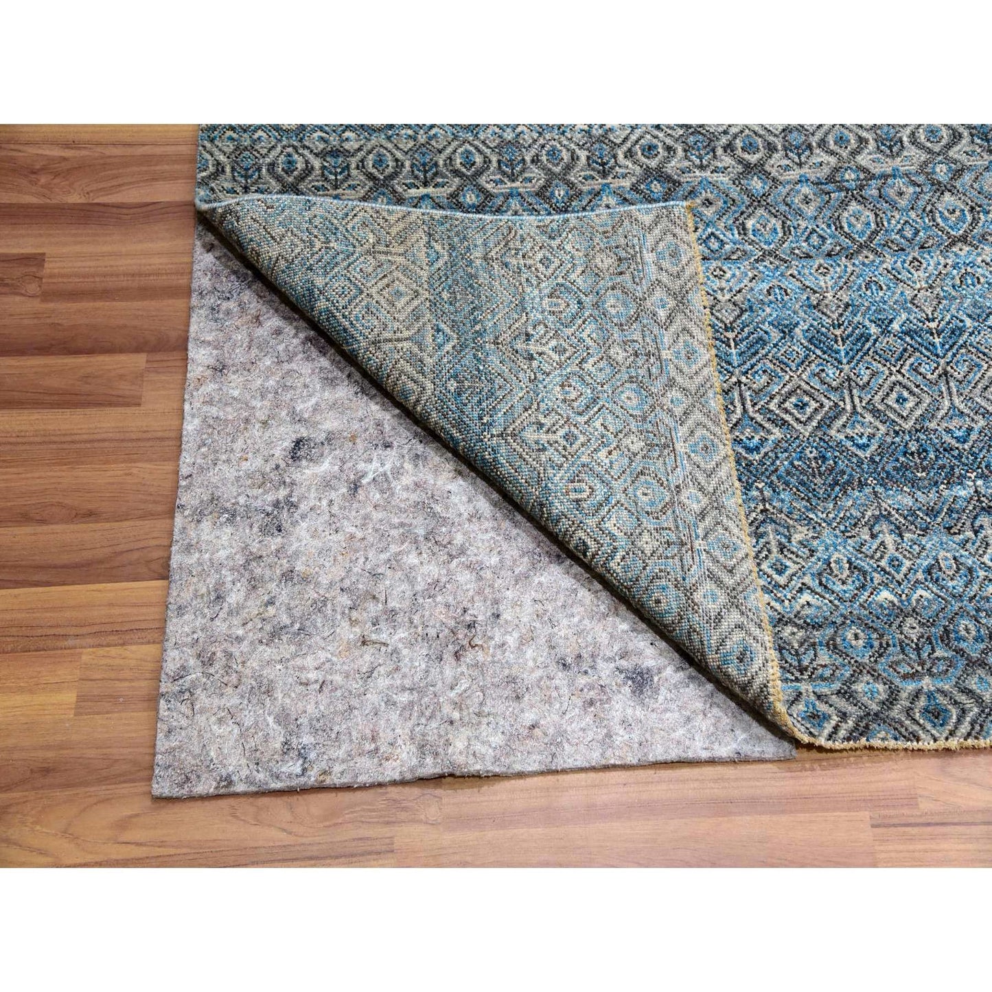 12'X12' Blue 100% Wool Hand Knotted Kohinoor Herrita Design Square Rug