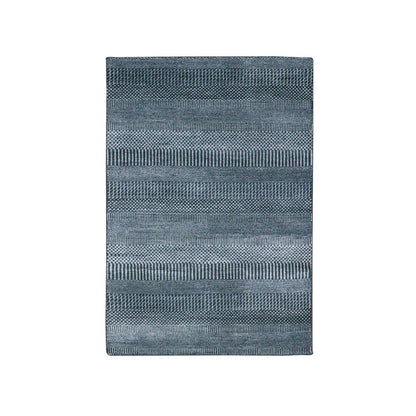 3'3"X5' Gray Wool And Silk Hand Knotted Modern Grass Design Gabbeh Rug