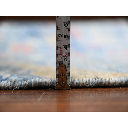 12'X12' Blue Afghan Peshawar Birds Paradise Wool Hand Knotted Square Rug