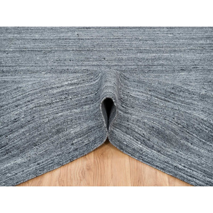 10'3"X14' Arsenic Gray Pure Wool Hand Loomed Modern Striae Design Rug