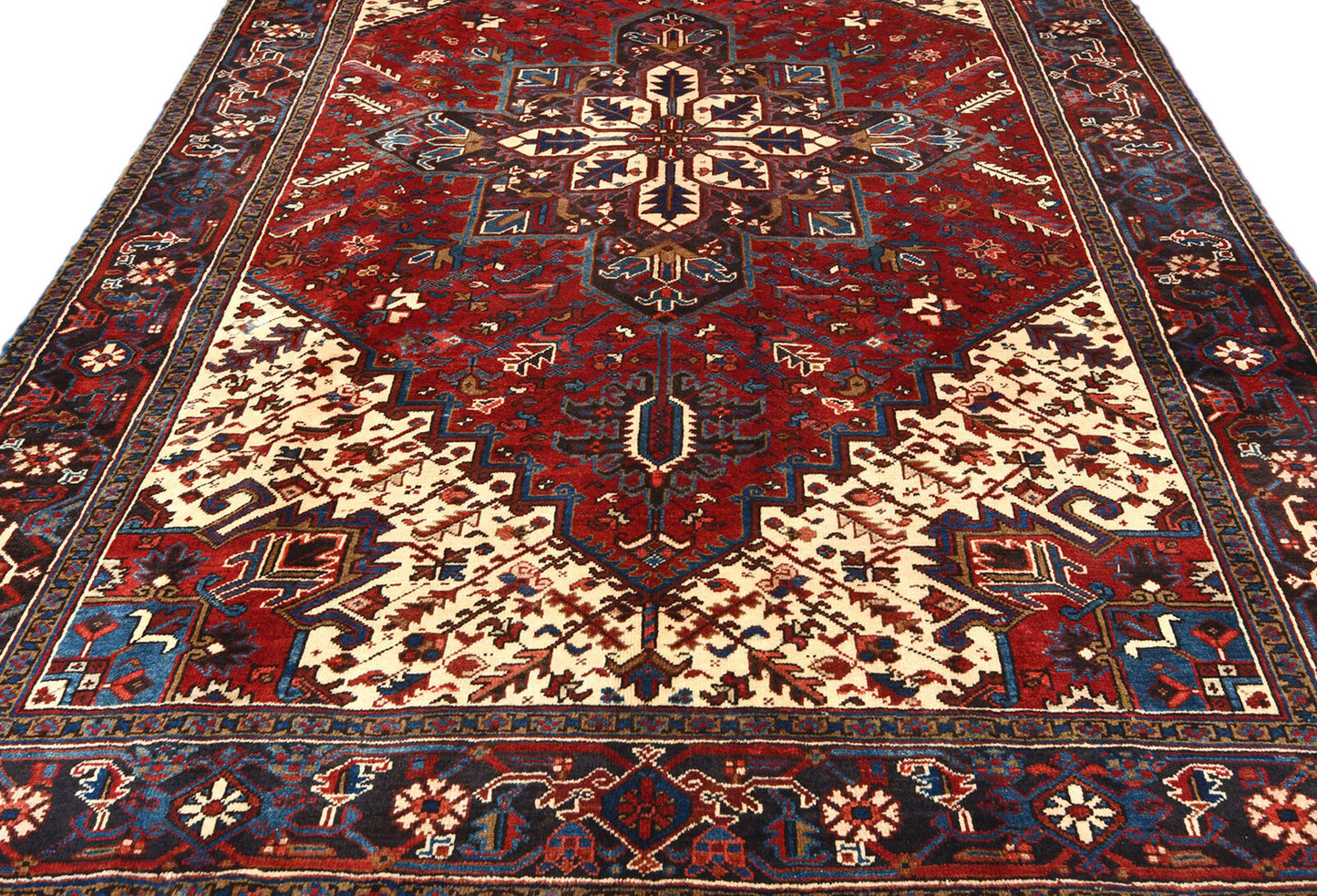 Red Serapi Oriental Rug Large Vintage Geometric