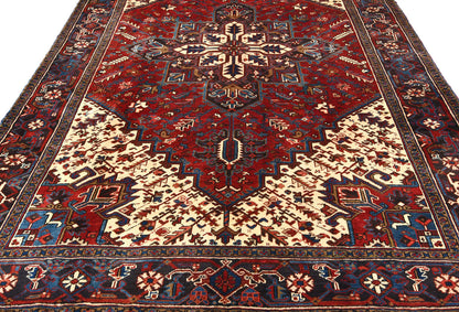 Red Serapi Oriental Rug Large Vintage Geometric