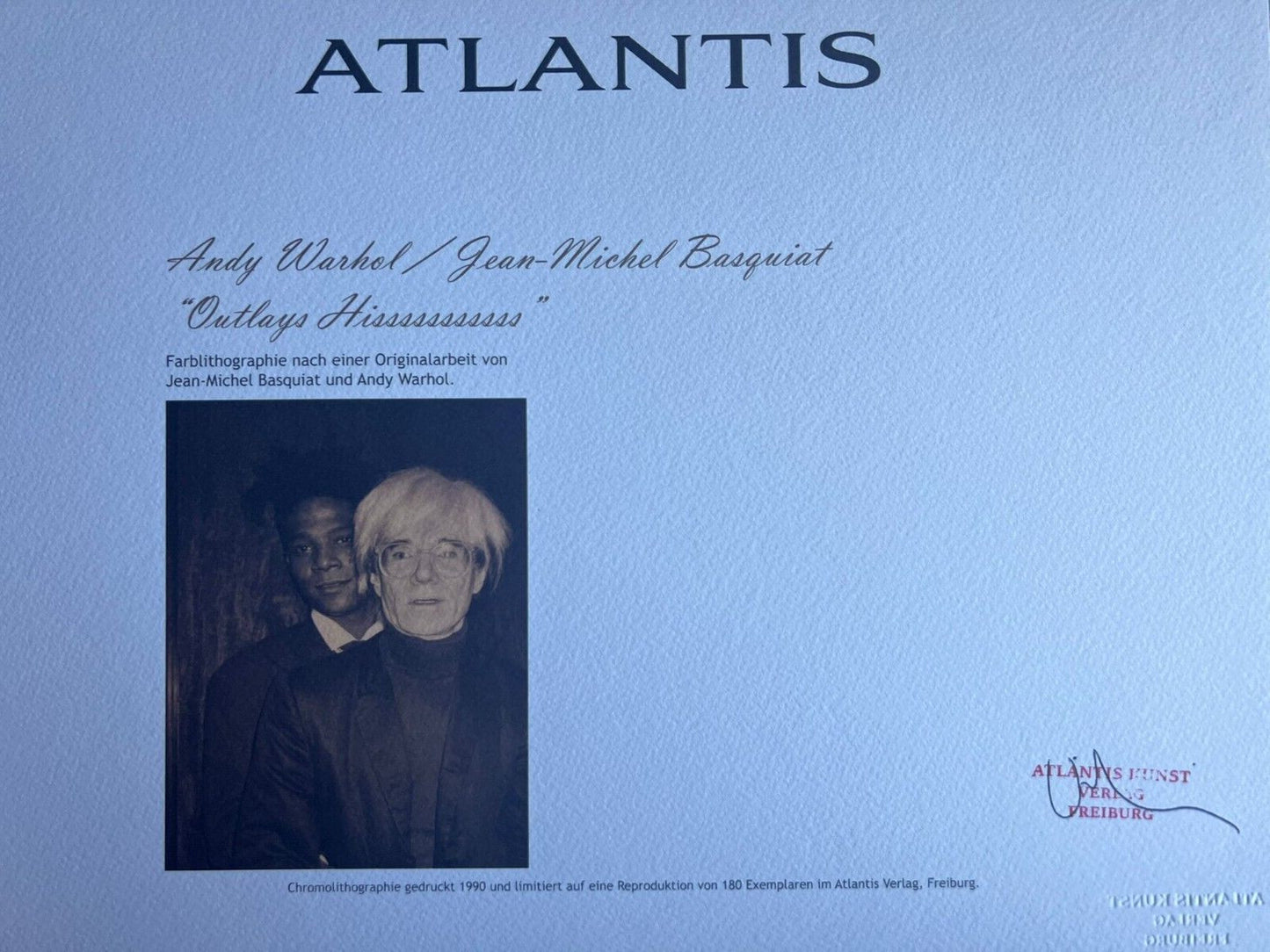 Andy Warhol And Jean-Michel Basquiat Lithograph Signed Numbered Coa