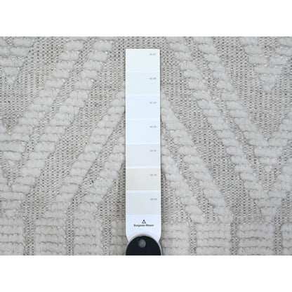 9'X12'6" Polar Bear White Hand Knotted Moroccan Weave Wool Oriental Rug