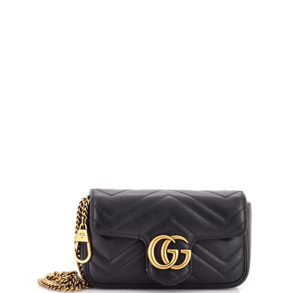 Gucci Gg Marmont Flap Bag Matelasse Leather Super Mini