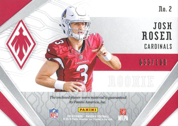 Josh Rosen 2018 Panini Phoenix Rookie Jersey Card