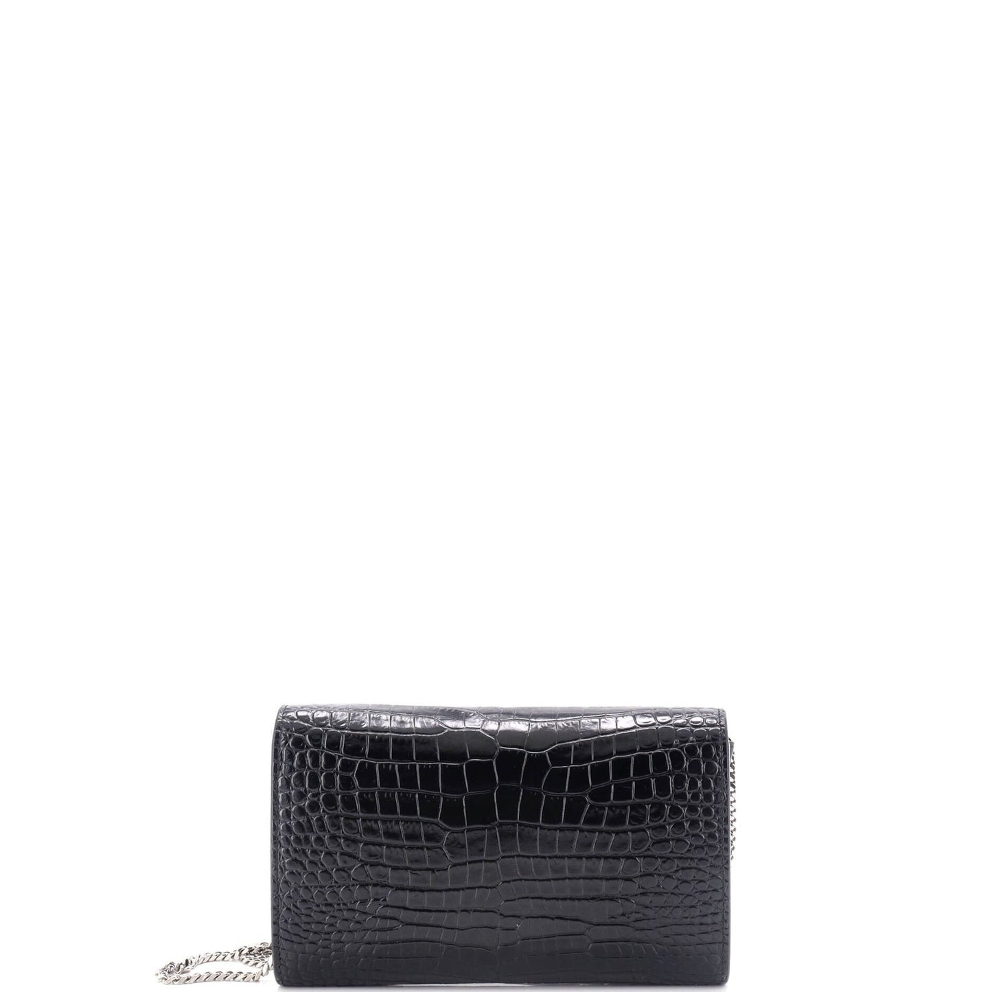 Saint Laurent Uptown Chain Wallet Crocodile Embossed Leather
