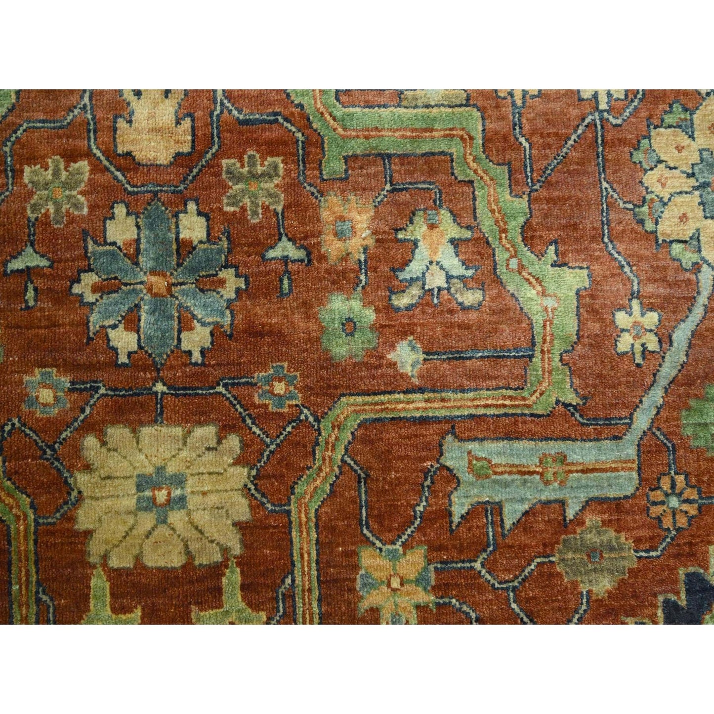 10'X13'10" Rust Red Heris All Over Design Hand Knotted 100% Wool Rug