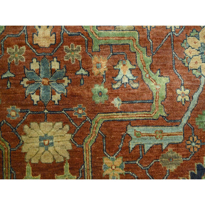 10'X13'10" Rust Red Heris All Over Design Hand Knotted 100% Wool Rug