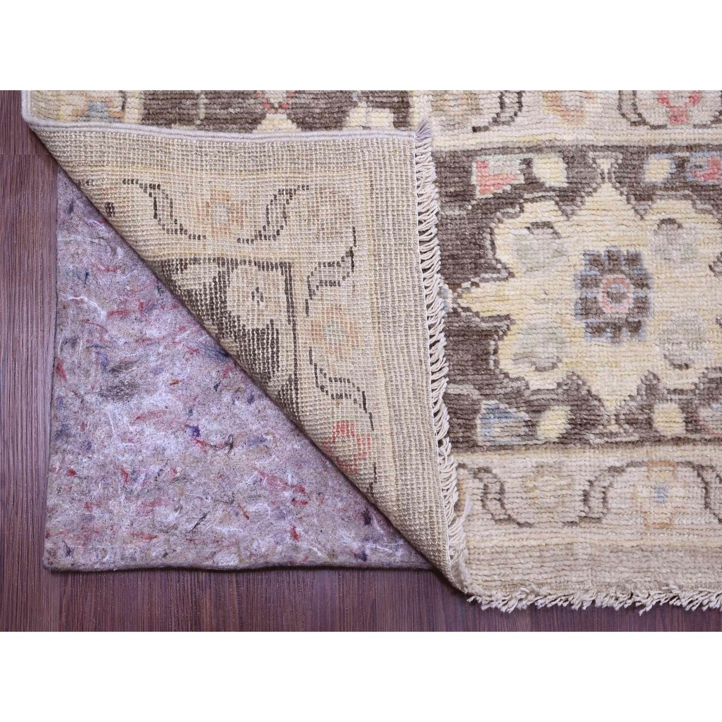 8'2"X9'8" Brown Afghan Angora Oushak Pure Wool Hand Knotted Oriental Rug