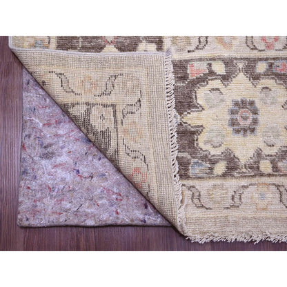 8'2"X9'8" Brown Afghan Angora Oushak Pure Wool Hand Knotted Oriental Rug