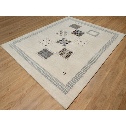 8'3"X10'2" White Modern Wool Hand Knotted Animal Figurines Lori Buft Rug