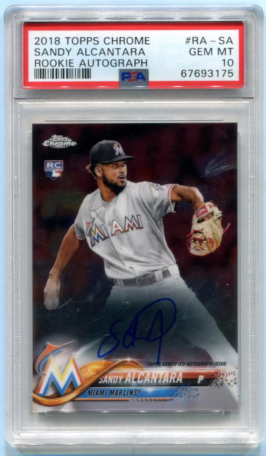 2018 Topps Chrome Sandy Alcantara Rookie Autograph Psa 10