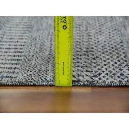 2'8"X20' Owl Gray Hand Knotted Grass Design Xl Runner Undyed Wool Rug