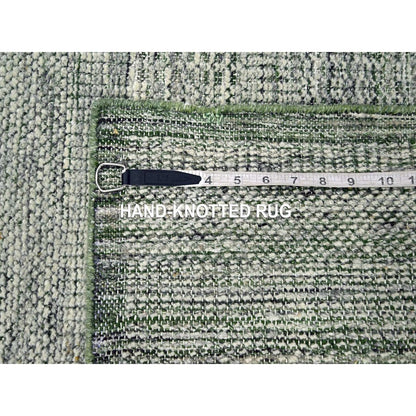 2'6"X6' Green Hand Knotted Rug Wool Oxidized Grass Design Runner Oriental