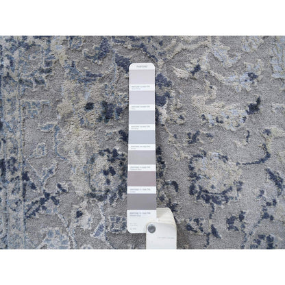 2'8"X7'8" Hand Knotted Gray Broken Kishoon Design Wool/Silk Runner Rug