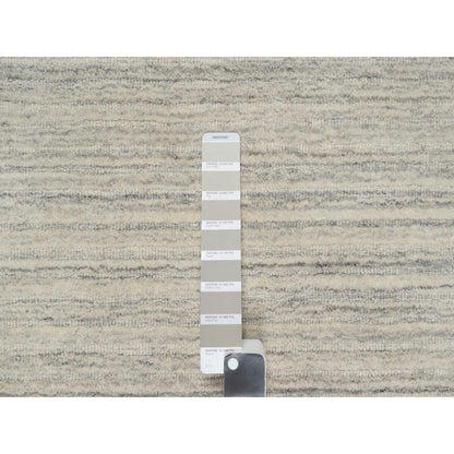 12'X14'9" Beige Plain Modern Design Hand Loomed Undyed Wool Oversized Rug