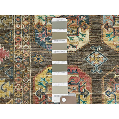 8'5"X10' Covert Green Kazak Dense Weave Tribal Medallion Oriental Rug