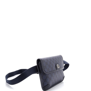 Gucci Flap Belt Bag Gg Coated Canvas With Leather