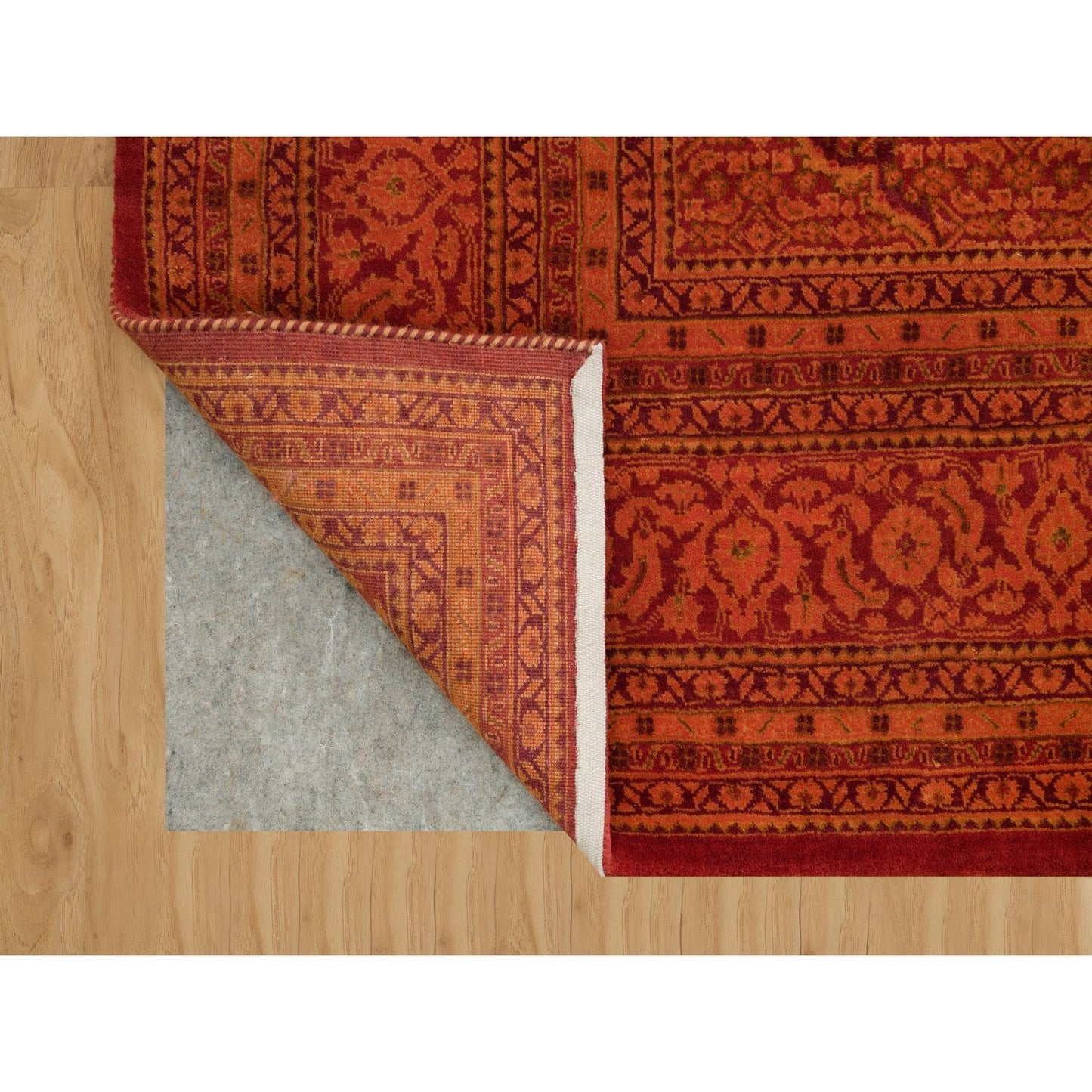 8'1"X10'1" Spicy Orange Wool And Silk Tebraz Mahi Hand Knotted Rug