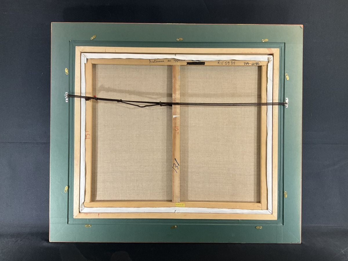 Escudie Original Oil Painting 15F Autumn Lake French Landscape Large Framed