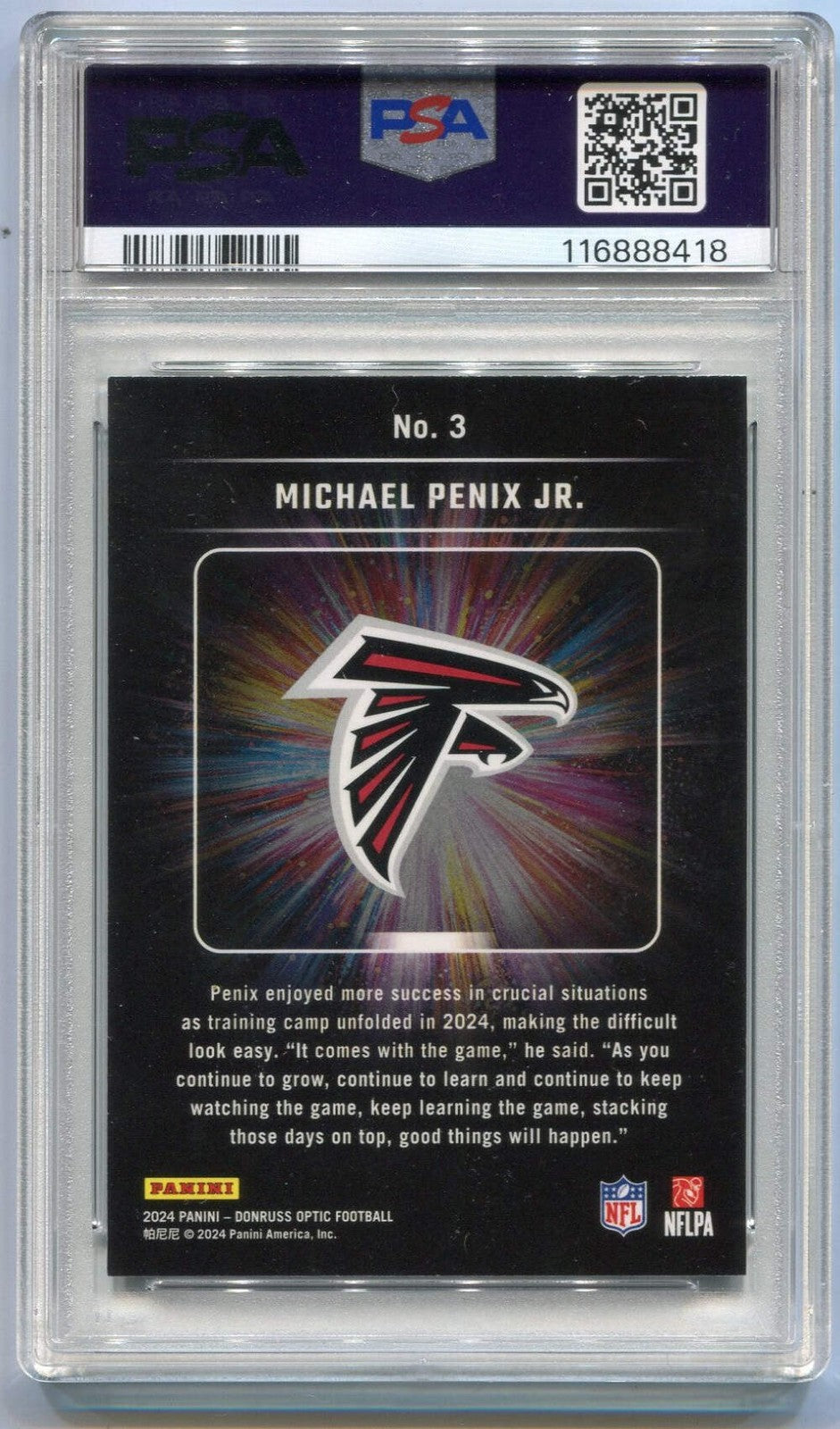 Michael Penix Jr. 2024 Panini Donruss Optic Light