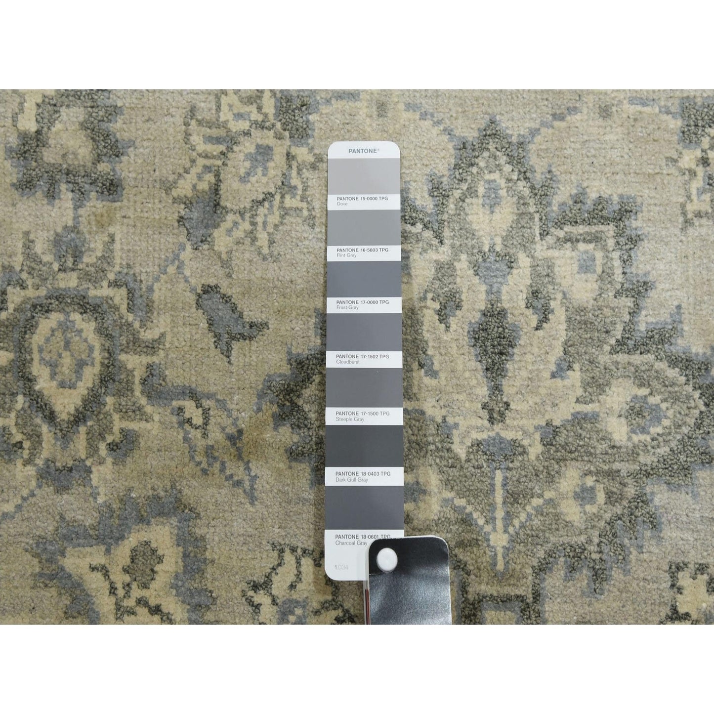 8'6"X12' Oushak Design With Touches Of Gold Pure Silk Hand Knotted Rug