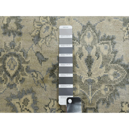 8'6"X12' Oushak Design With Touches Of Gold Pure Silk Hand Knotted Rug
