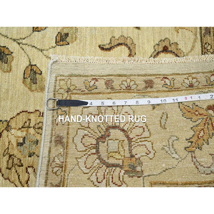 5'8"X7'10" Ivory Agra Ziegler Design Leaf Pattern Hand Knotted Wool Rug