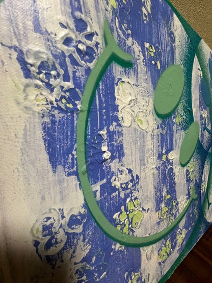 Acrylic Canvas Signed Art Painting Spray Smile Nicolai Bergmann Jimmy Paintz